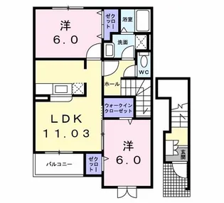 エテルノ優美B【2階】の間取り
