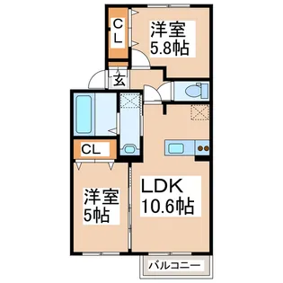 グリーンウッド立田【2階】の間取り