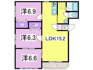 シャントゥール城南【2階】の間取り