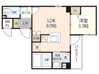 グレース十日市【8階】の間取り