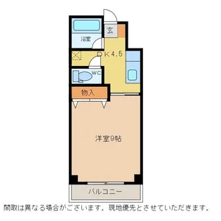 1DKの間取り画像