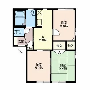 フローラテラス B【1階】の間取り