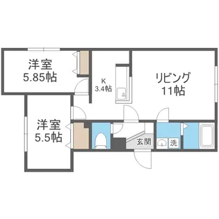 サリーヴィラ月寒東【4階】の間取り
