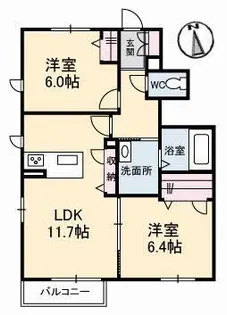 サンビレッジ B棟【1階】の間取り