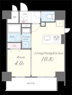 イーストワールド人形町【9階】の間取り