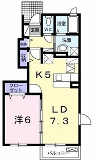 メロウ アヴェニューB【1階】の間取り