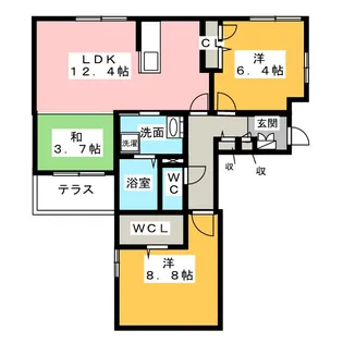 メルベーユ中郷【1階】の間取り