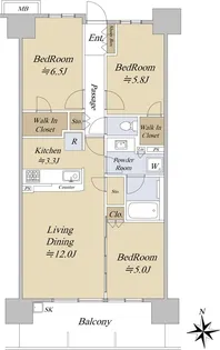 シティテラス板橋蓮根【9階】の間取り