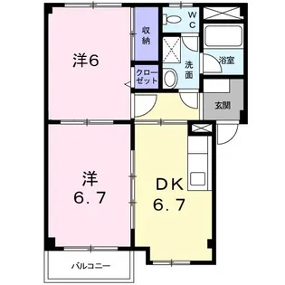 シャン・ド・フルール【2階】の間取り