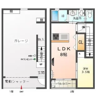 ガレッジハウスMirai B【2階】の間取り