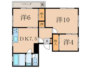 キャッスル 自由ヶ丘【1階】の間取り