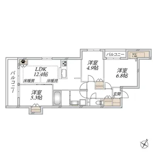 FLOWER FIELDS KASHIWA【2階】の間取り