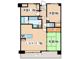 清喜スカイマンション二日市【2階】の間取り