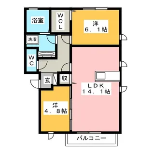 セジュール秀峰【1階】の間取り