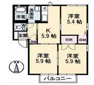 セトル 竜の口 A棟 0202号室【2階】の間取り