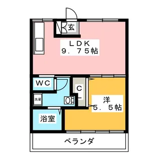 フラワーハイツ【1階】の間取り