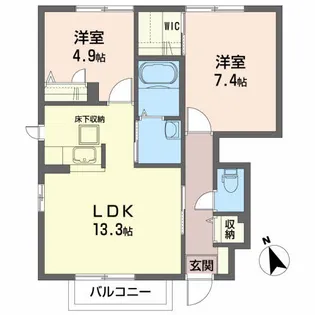 グリスィーヌA【1階】の間取り