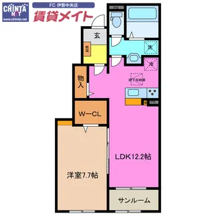 ユウア プルメリア A【1階】の間取り