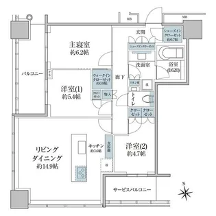 WORLD TOWER RESIDENCE【19階】の間取り