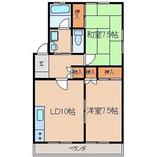 ハイパークK D棟【2階】の間取り