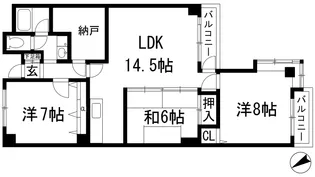 シュロス五月山3【3階】の間取り