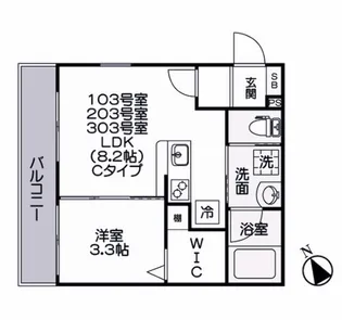 ジュネス桜駅前【1階】の間取り