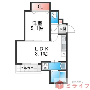 クリエオーレ瓜破東【1階】の間取り