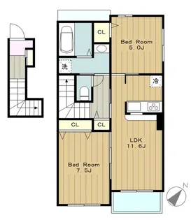 リーヴプロムナード【2階】の間取り