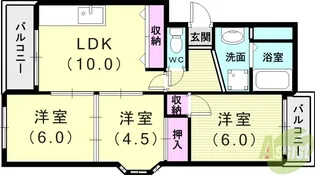 メゾン大津和【1階】の間取り