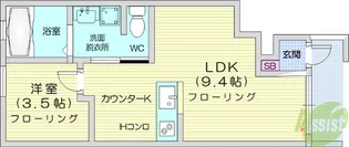 ライズ・フィルB【1階】の間取り