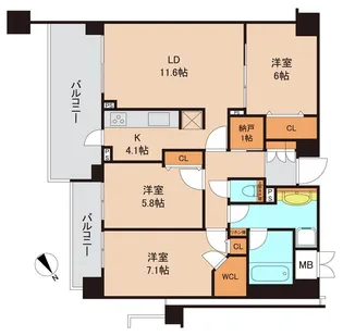 アンビシャス南柏【4階】の間取り
