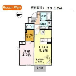 クレア・ド・ルーン B【1階】の間取り