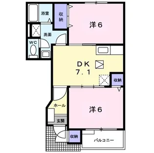 バーシア1番館【1階】の間取り