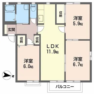 シャルマン宮下【2階】の間取り