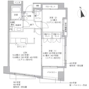 ヴェスタ上大岡【5階】の間取り