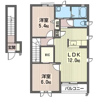 カーサノーチェA【2階】の間取り