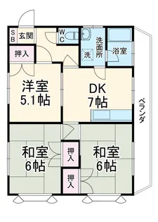 セントラルハイツ東川口【2階】の間取り