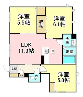 シャーメゾンひびきのII【1階】の間取り
