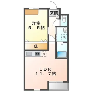 1LDKの間取り画像