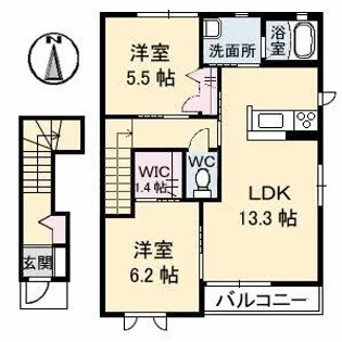 モンターニュ A棟【2階】の間取り