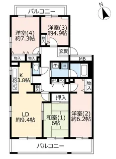 URパークサイド鎌ヶ谷【1階】の間取り
