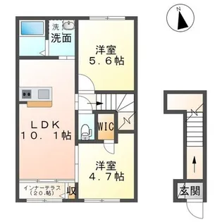 福島県郡山市富久山町久保田字中台【アパート】の間取り