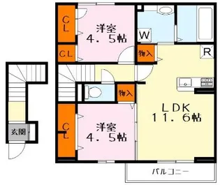 2LDKの間取り画像