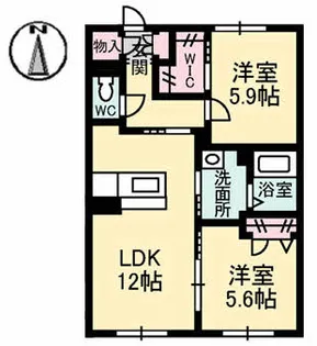 リバージュ中広【1階】の間取り