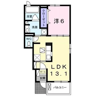 アベイユ山手【1階】の間取り
