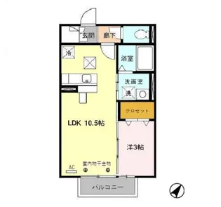 うらら・鞍月【1階】の間取り