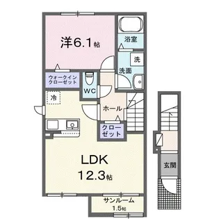 CoCoRu沼館【2階】の間取り
