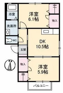 メゾンシャルマン B棟【2階】の間取り