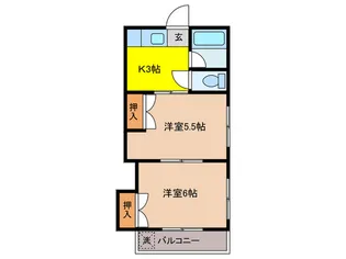 コーポフジ【1階】の間取り