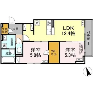 ディールーム分梅【2階】の間取り